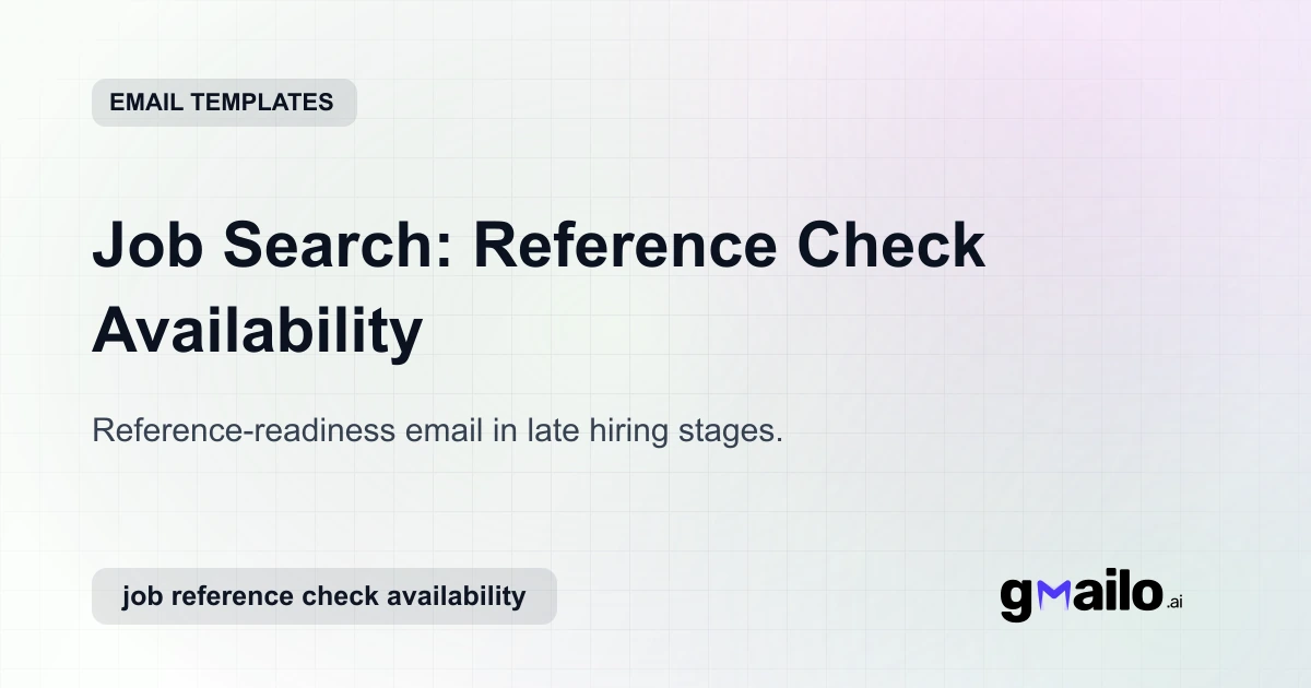 Job Search: Reference Check Availability Template | Gmailo