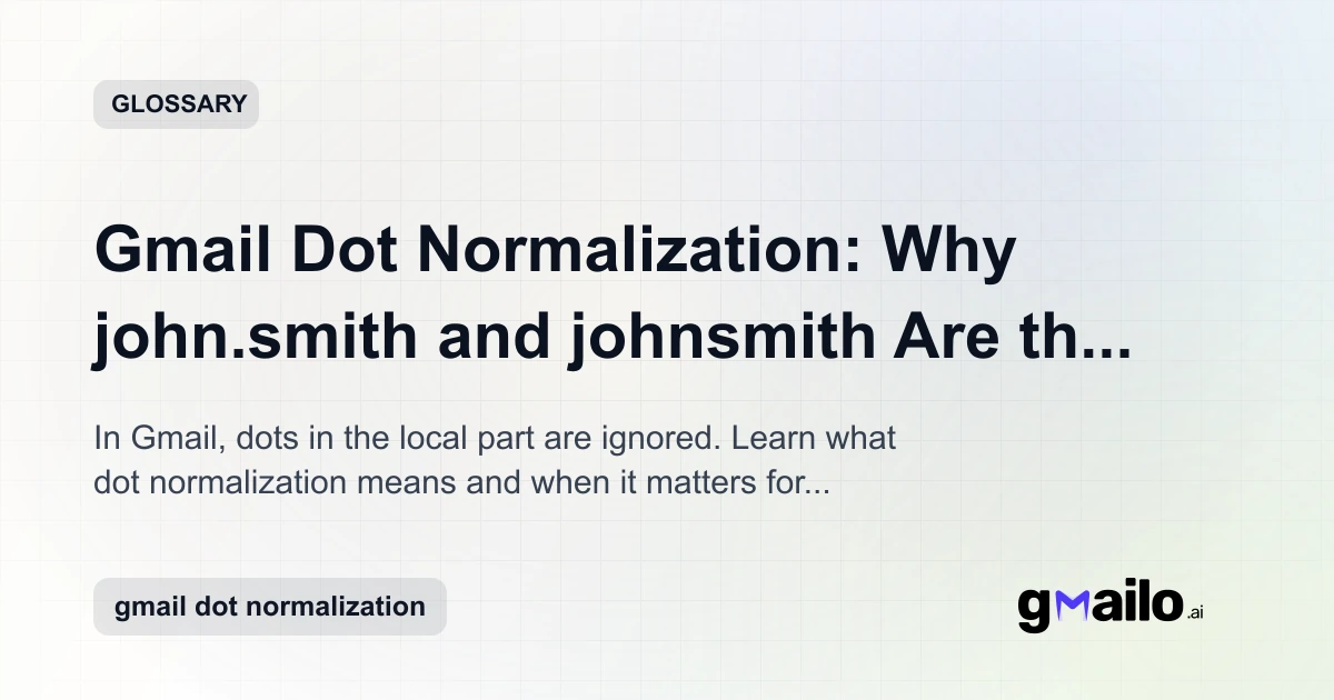 Gmail Dot Normalization: Why john.smith and johnsmith Are the Same ...