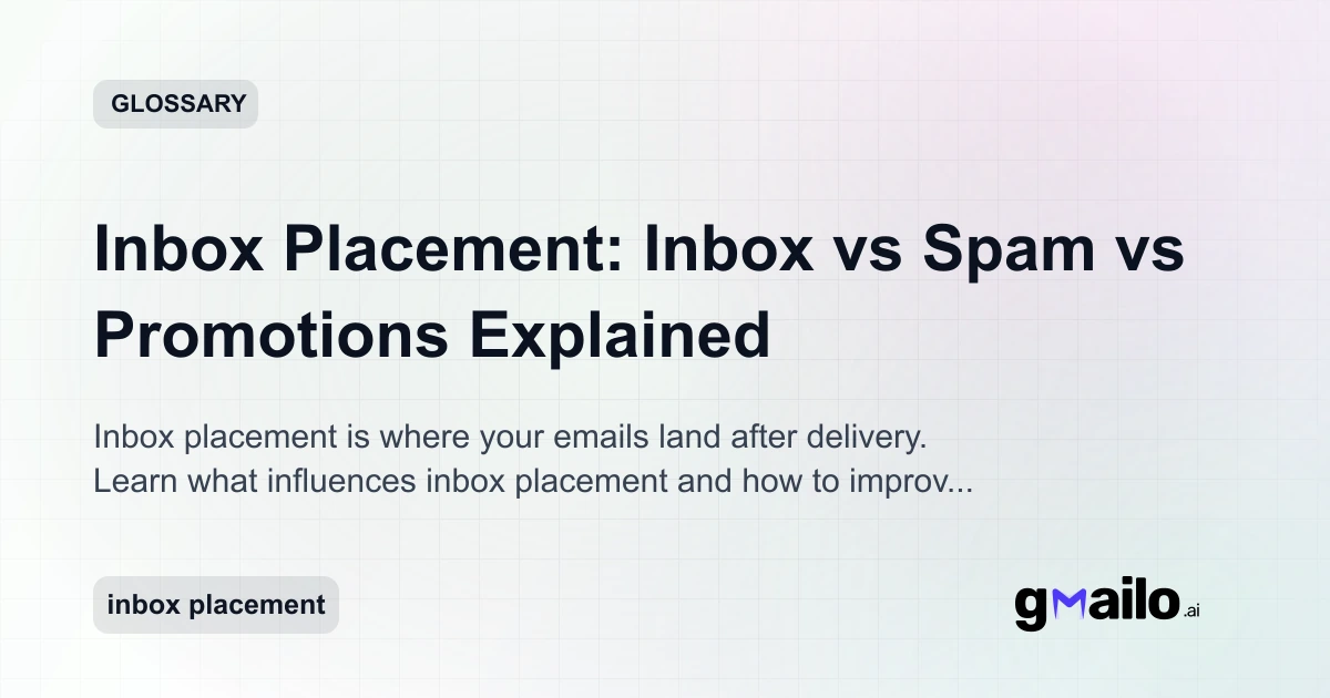 Inbox Placement: Inbox vs Spam vs Promotions Explained | Email Glossary ...