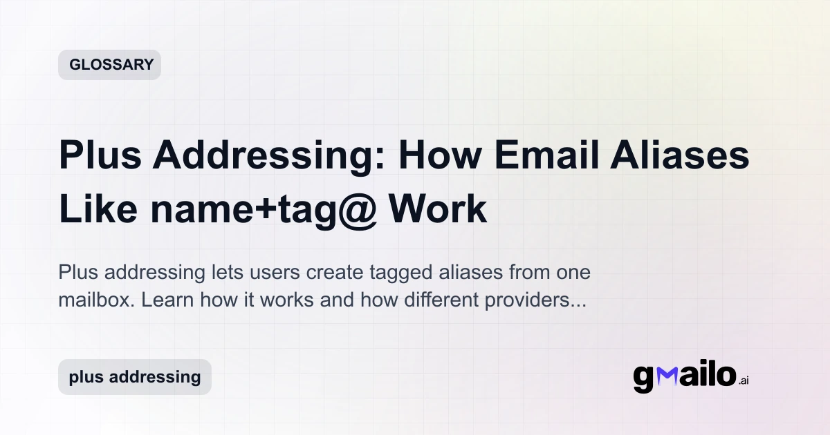 Plus Addressing: How Email Aliases Like name+tag@ Work | Email Glossary ...